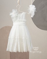 Μακρύ φόρεμα από κεντημένο τούλι off white