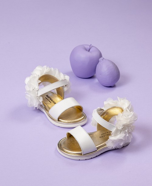 Babywalker Πέδιλο Chiffon flowers λευκό